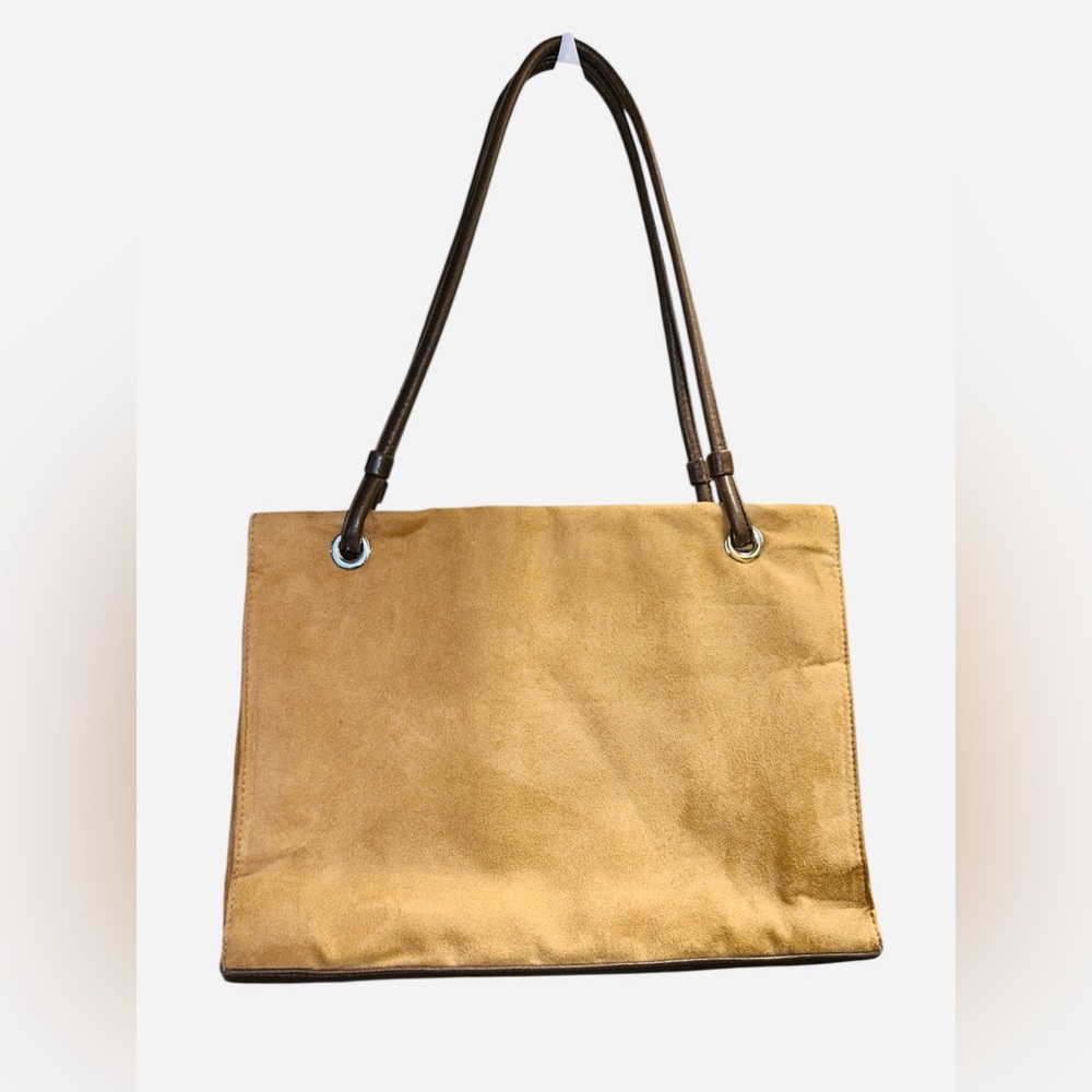 Sag Harbor Vintage Faux Suede/ Leather Brown/Tan Shoulder Bag Purse Tote Bag